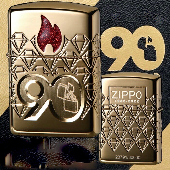 Zippo 90th Anniversary COTY Lighter, Gold Plated Asian Version
