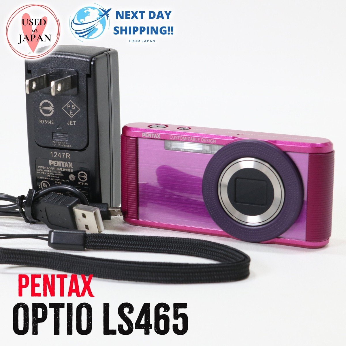 RARE Pentax Optio LS465 16.0MP Compact Digital Camera Pink USED IN