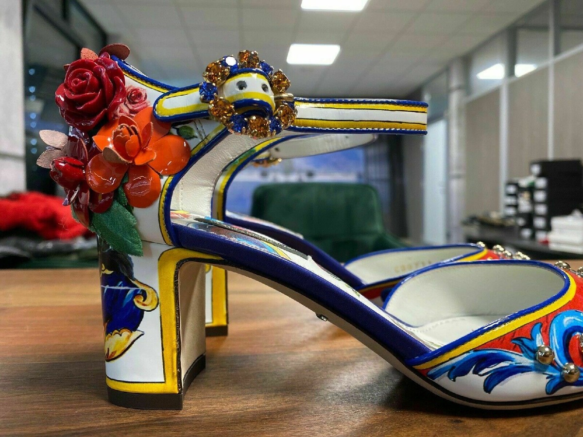 DOLCE GABBANA KERAMIK VERNICE MAJOLICA PUMPS SCHUHE SANDALEN MULE