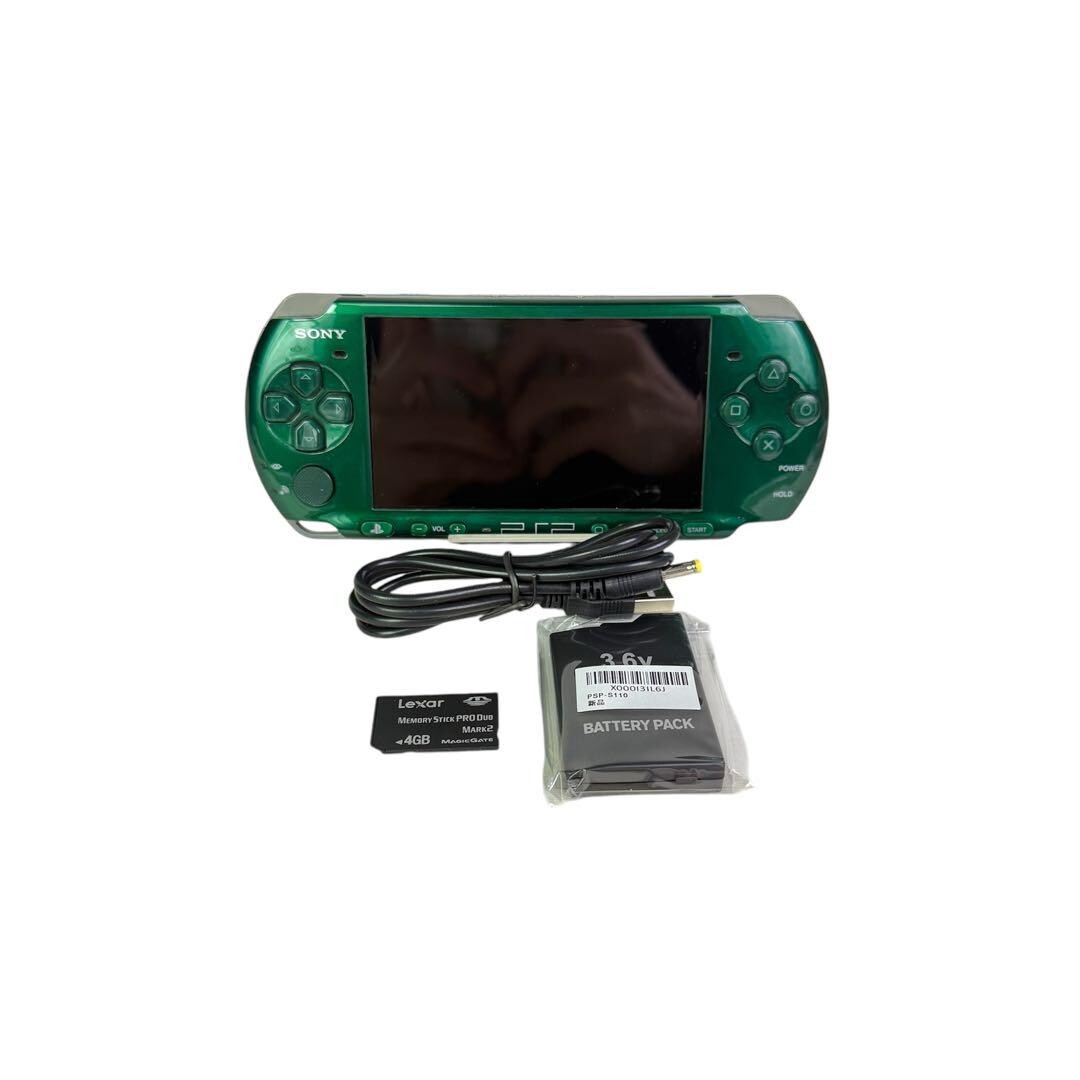 PSP 3000 Spirited Green Handheld Console w/ Charger Battery Memory