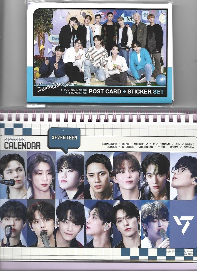 Seventeen Photo Calendar 2025 & 2026 +[Post Card 12P Pack] K-POP