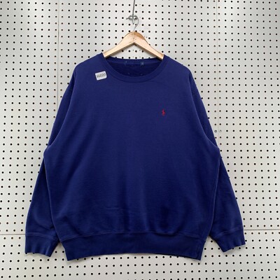 Vintage 90s POlo Ralph Lauren Sweatshirt Mens Large Blue Red Pony