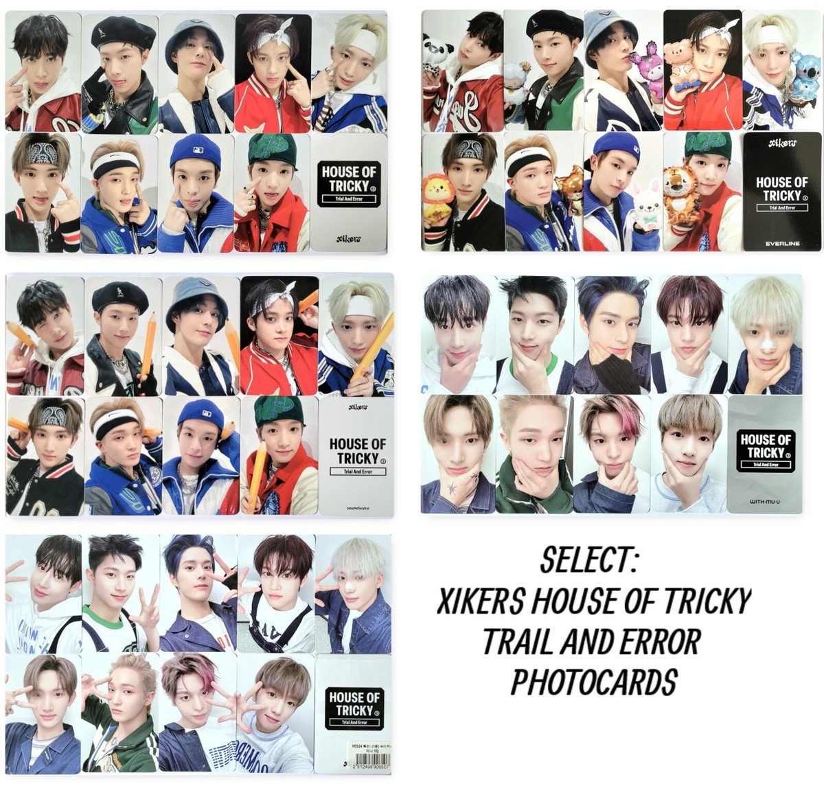 XIKERS HOUSE OF TRICKY TRIAL AND ERROR OFFICIAL POB PHOTOCARDS