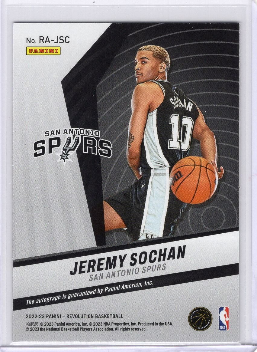 Jeremy Sochan 2022-23 Panini NBA Revolution Rookie Autographs RC