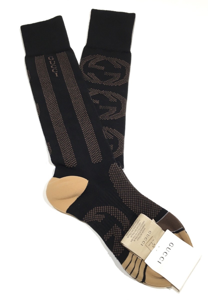 Gucci Interlocking G Furia Long Socks -Black Cotton Blend -Size XS