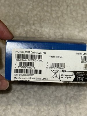 Intel Core i7-14700K 3.4GHz 20-Core 28-Thread CPU (BX8071514700K