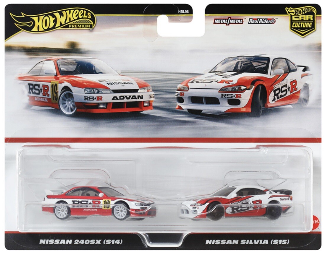 HOT WHEELS NISSAN 240SX S14 & NISSAN SILVIA S15 CAR CULTURE 2 PACK
