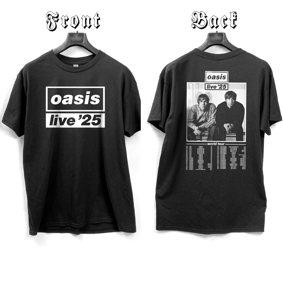 OASIS Live '25 Wonderwall 2025 World Tour Black 2 side T-shirt S