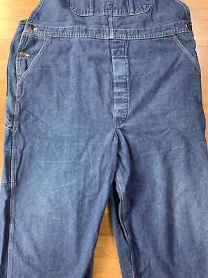 Vintage 70s BIG MAC Overalls Square Bak Men's 46 Denim Blue Jeans