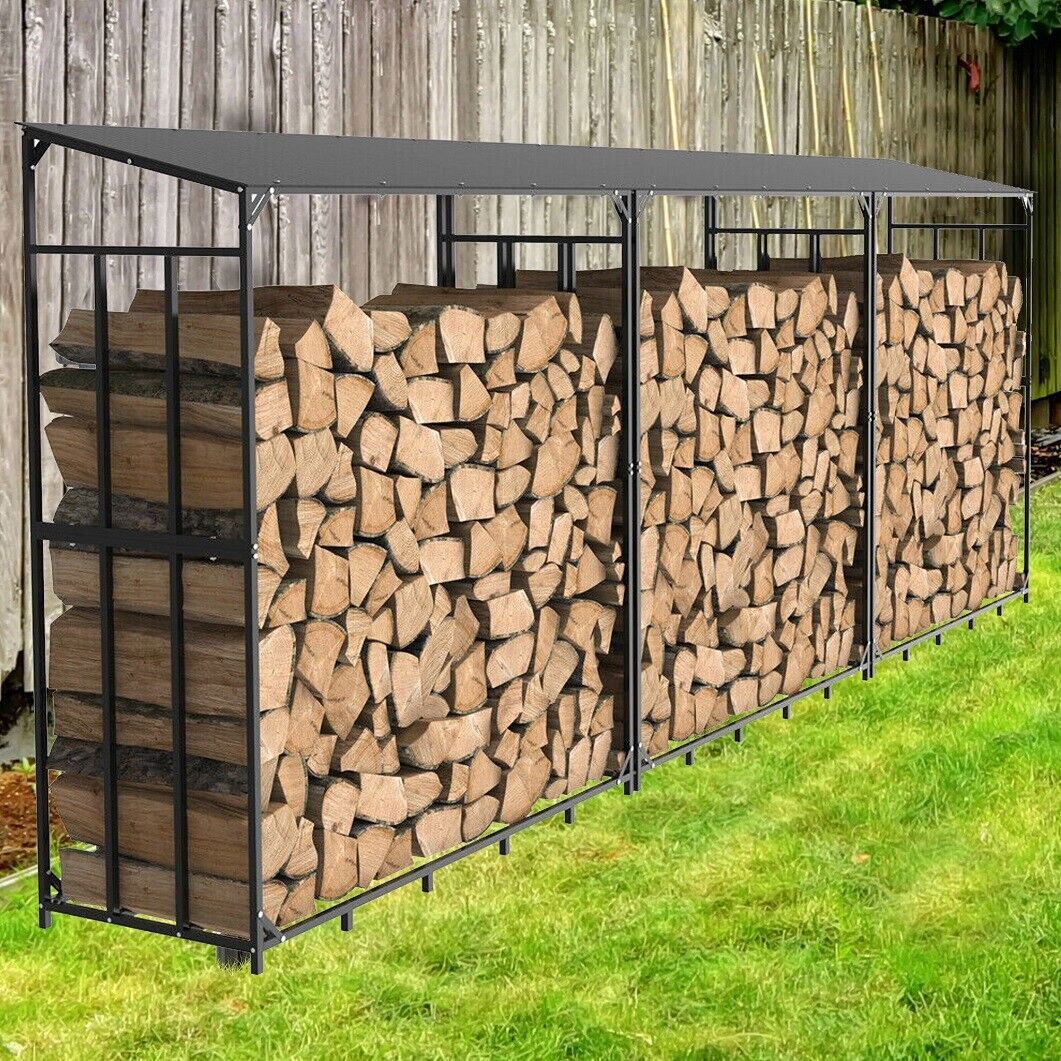 Widen Reinforce Base Firewood Rack Outdoor Heavy Duty Steel Log