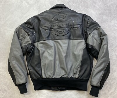 Vintage YAMAHA V Max Snowmobile Leather Jacket Embroidered Women's