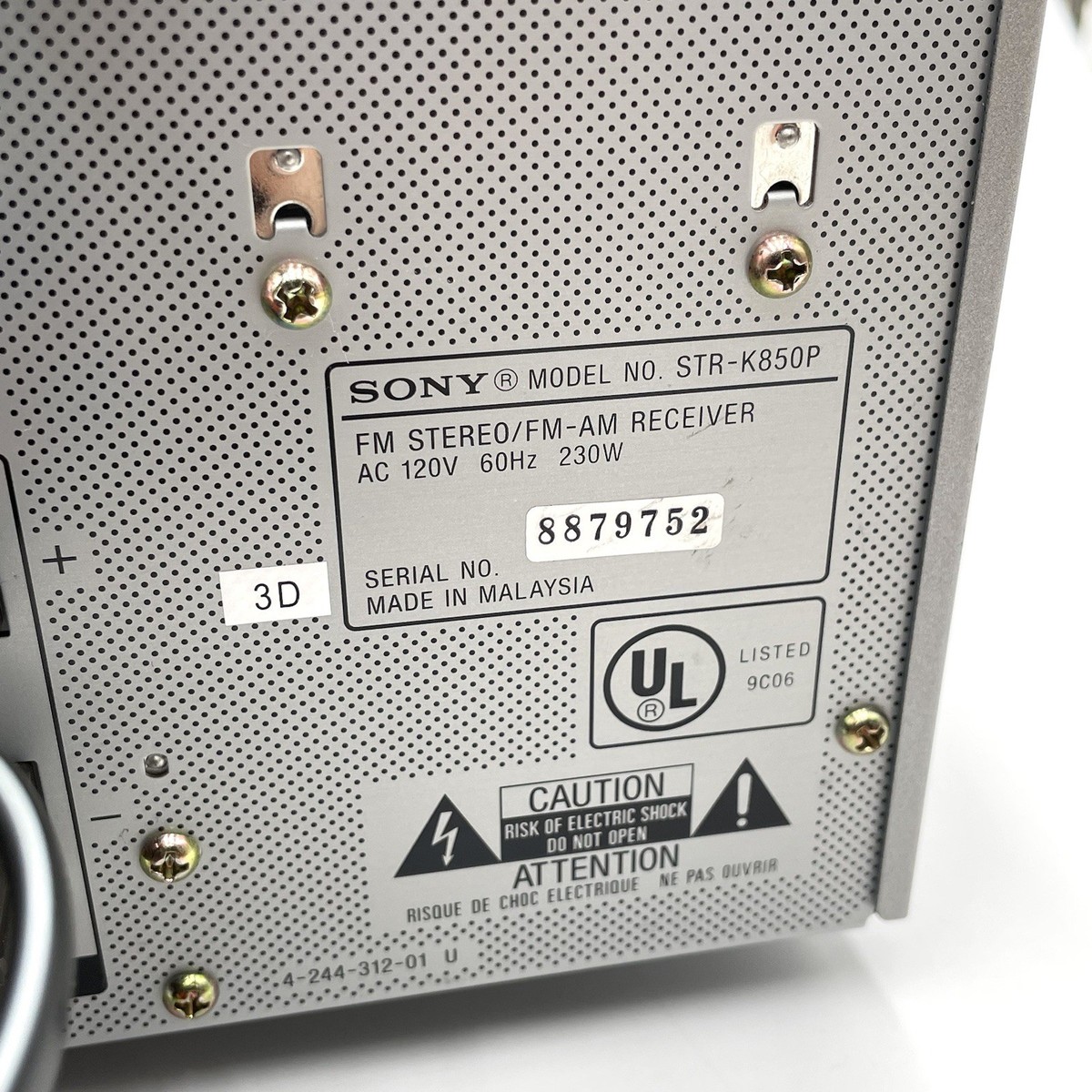 Sony STR-K850P Digital Audio Video Control Center FM-AM Stereo