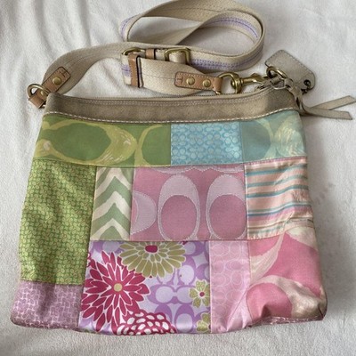 Shoulder Bag COACH Patchwork Pink Green Blue Adjustable Strap