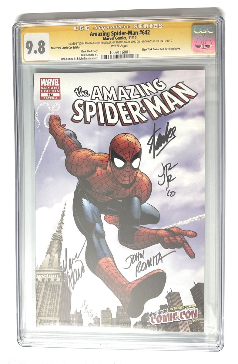 Stan Lee John Romita Sr Jr Waid SIGNED Amazing Spider-Man #642
