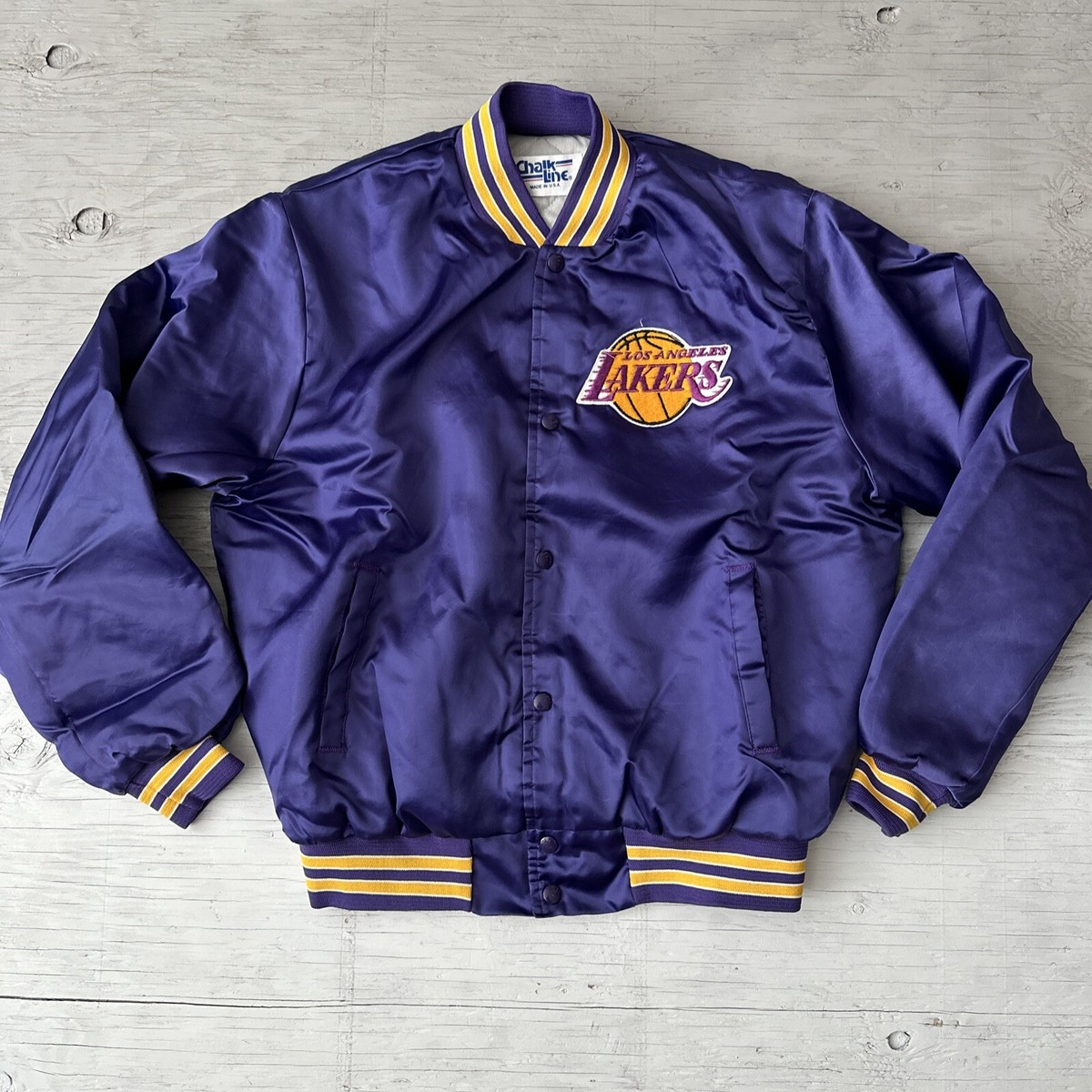 Vintage NBA Los Angeles Lakers Chalk Line Satin Jacket Size Large