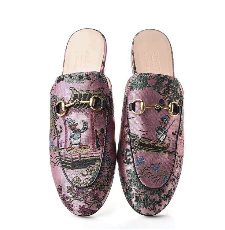 Gucci X Disney Jacquard Japanese Donald Duck Princetown Slippers