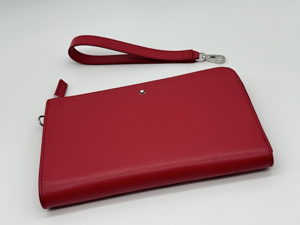 MONTBLANC SARTORIAL RED CALFSKIN LEATHER POUCH CLUTCH NEW 100