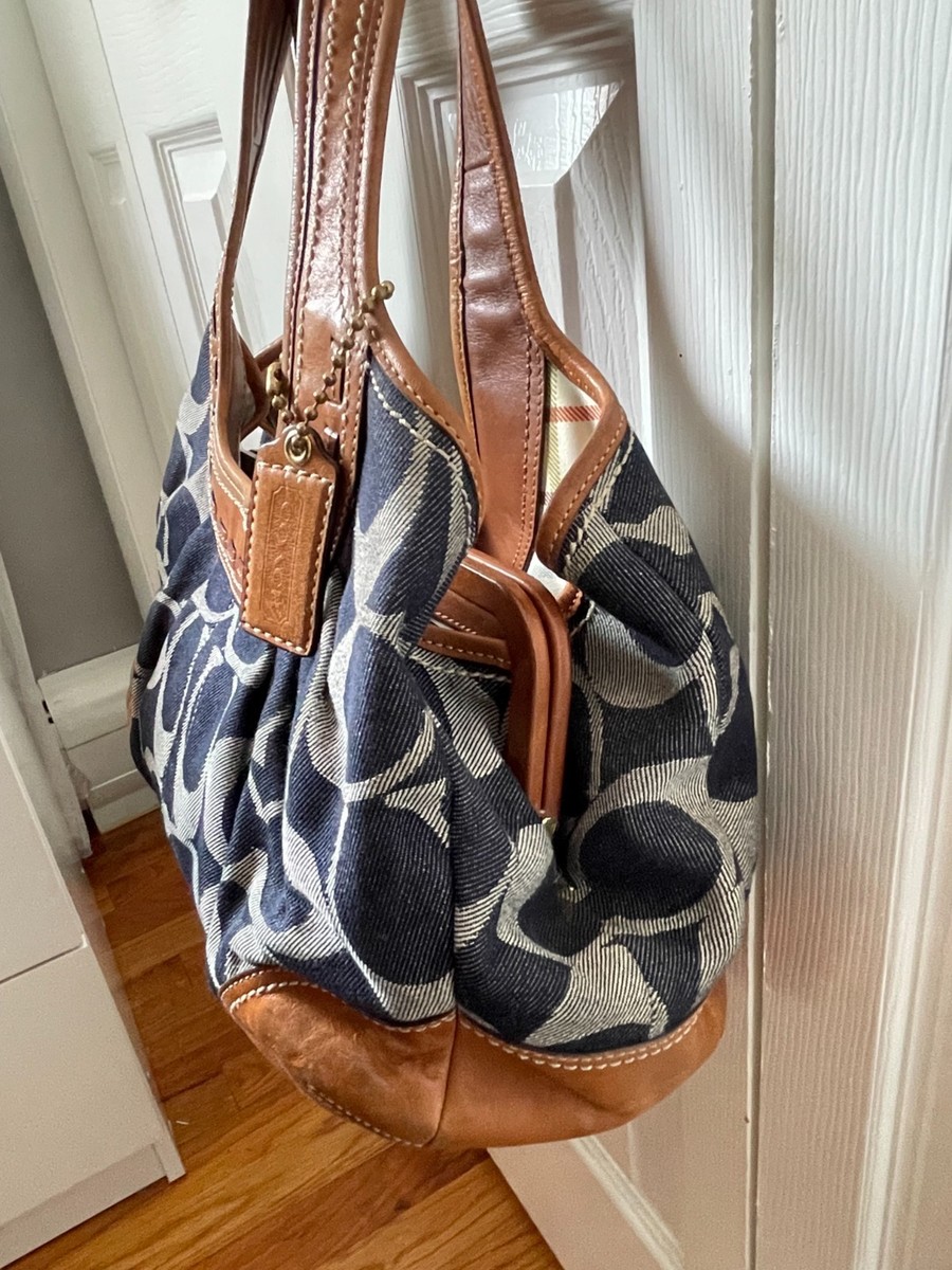 Coach Legacy Signature Denim & Leather Hobo Bag – Kisslock Frame