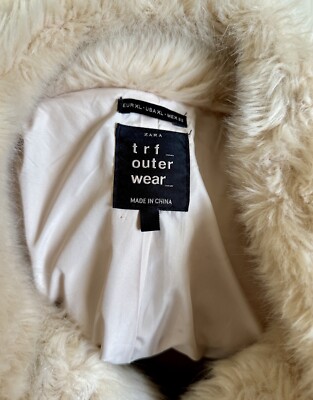 Zara TRF Collection Faux Fur Jacket Women's Tri-Color Blue Brown