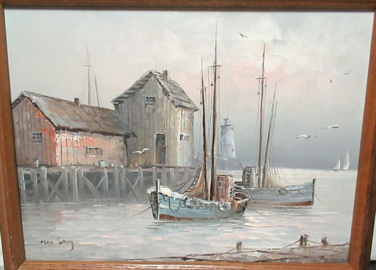 MAX SAVY港の風景 油彩画 MAX SAVY港の風景 油彩画 MAX SAVY港の風景