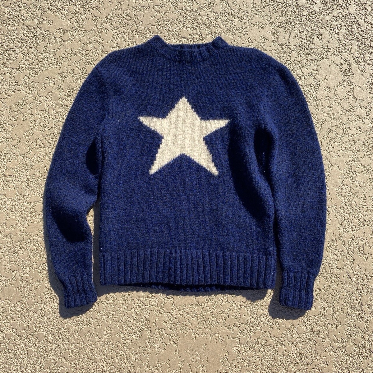 Polo Ralph Lauren Sweater Jumper Star Knit Wool Navy Vintage RARE