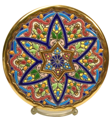 Cercolon Pintado a Mano con Esmaltes y Oro de ley (24K) Espana 5.5