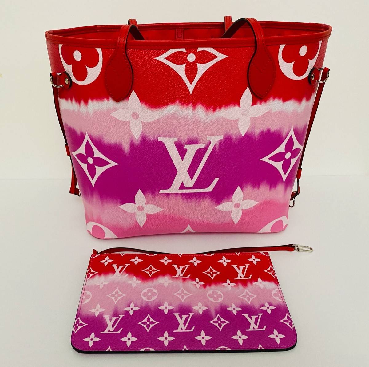 Louis Vuitton Escale Neverfull MM Bag Tie-Dye Red/Pink M45127 NEW