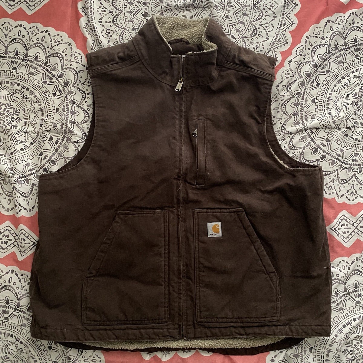 Mens Dark Brown Carhartt Vest Size XL | eBay
