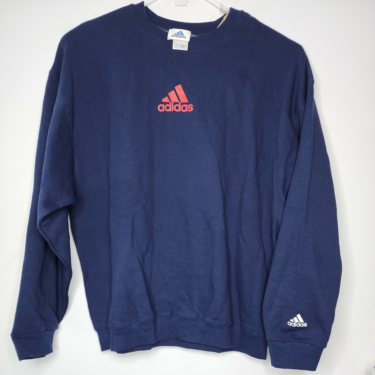Vintage Adidas Sweatshirt Crewneck Center Triangle 3 Bar XXL Blue