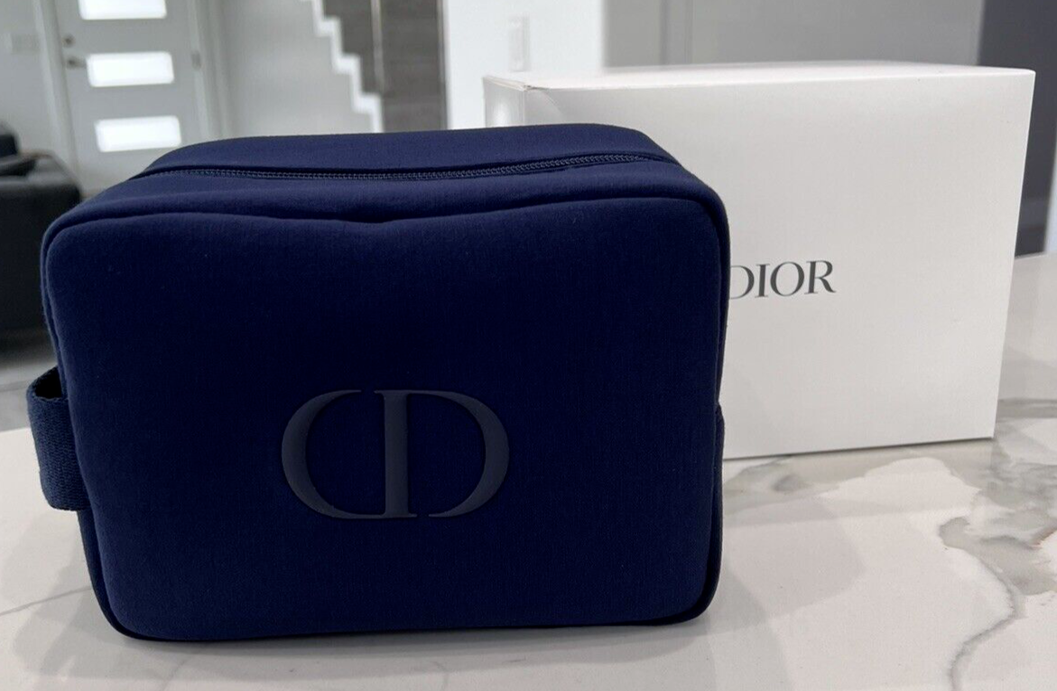 Dior blue cosmetic makeup toiletry bag pouch travel train case | eBay