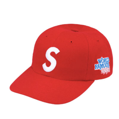 SUPREME 赤 キャップ Sロゴ SUPREME SS25 WORLD FAMOUS S LOGO 6-PANEL