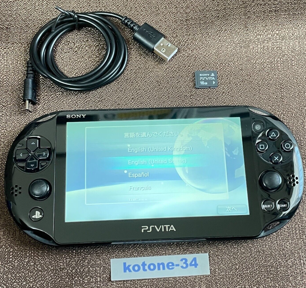 PS Vita PCH-2000 Black Console w/ 16gb memory card & USB SET Used