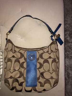 COACH SIGNATURE Stripe Jacquard Hobo Crossbody Shoulder Bag