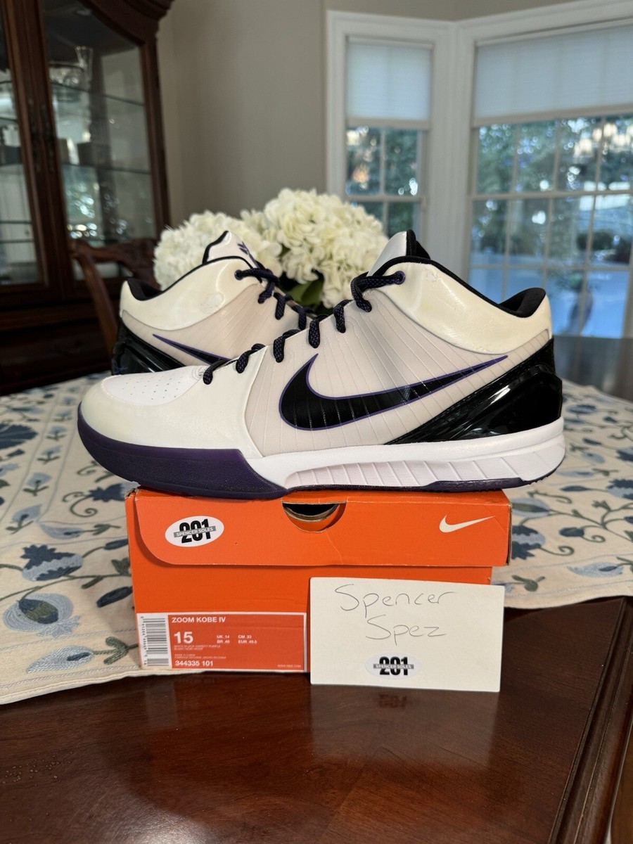 Nike Zoom Kobe 4 Inline 2008 Black White Purple Mens Size 15