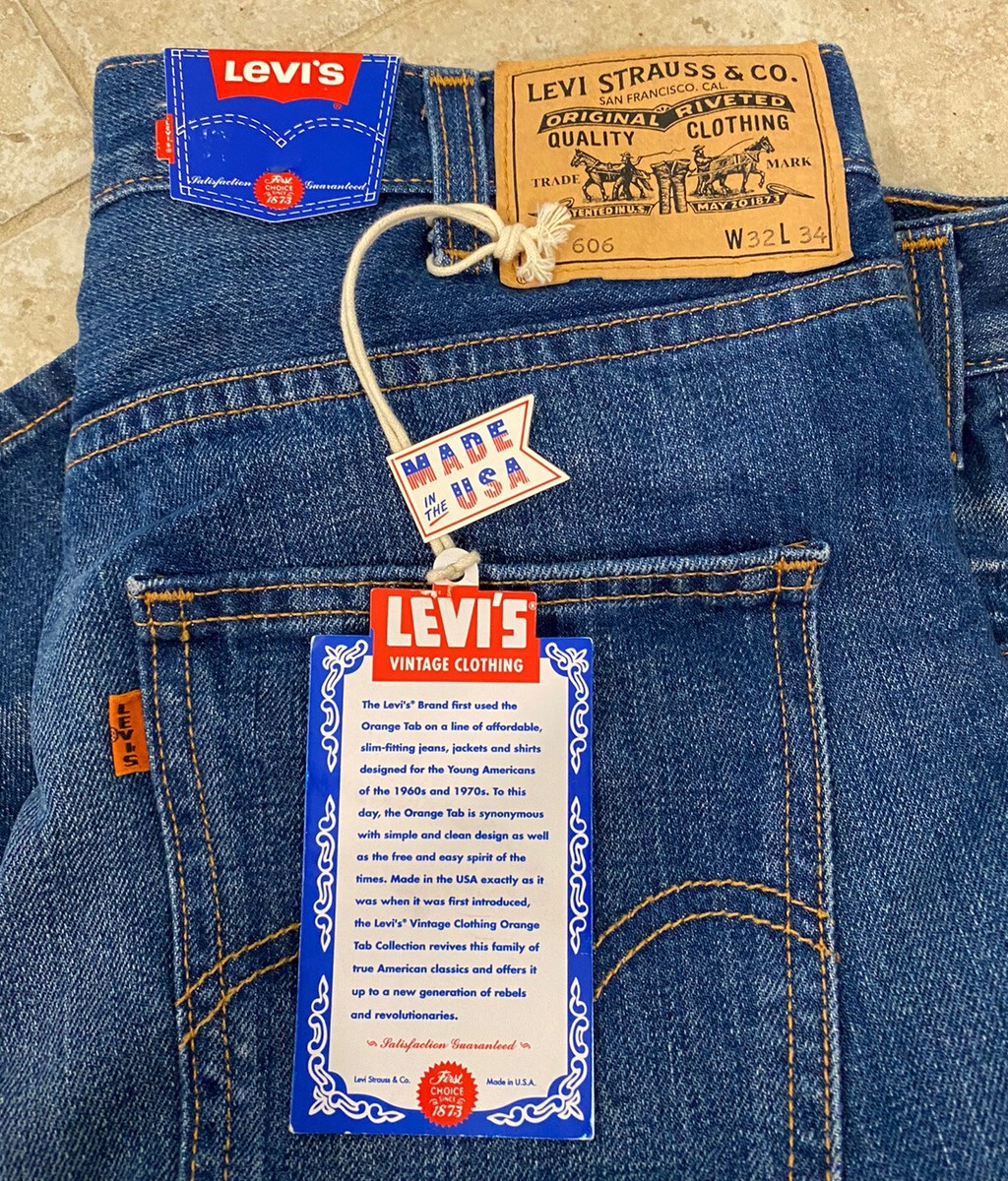 NWT LEVIS VINTAGE CLOTHING 606 ORANGETAB BIG E MEN DENIM SLIM JEAN