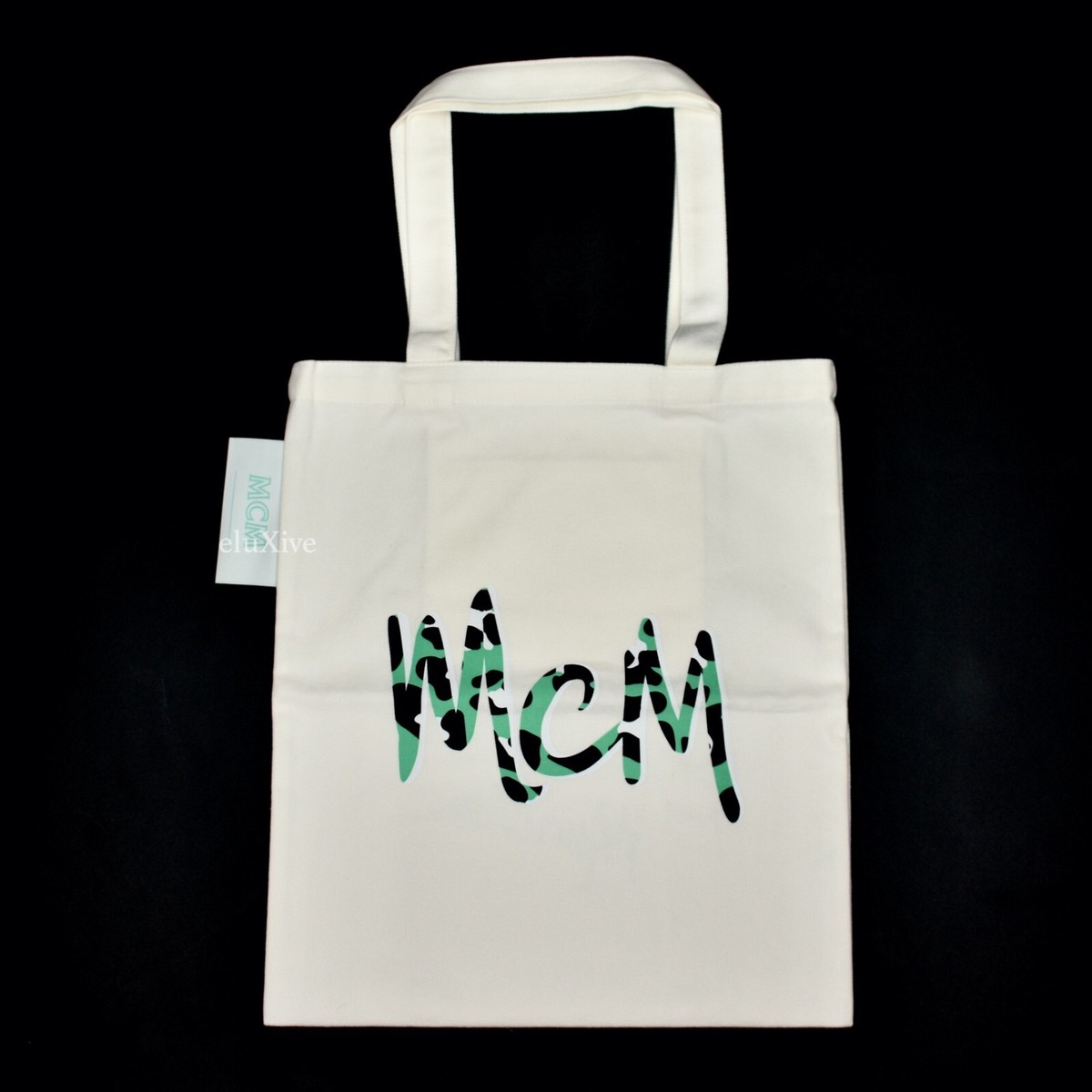 NWT MCM Modern Creation Munchen Abstract Logo Print Canvas Tote