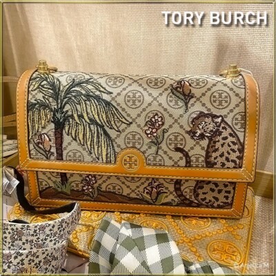 NWT TORY BURCH T MONOGHRAM JACQUARD EMBROIDERED SHOULDER BAG 83957