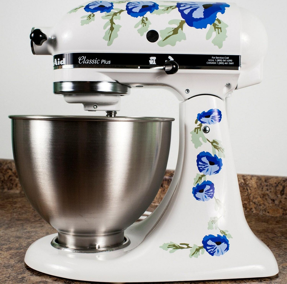 Blue Poppy Flowers Watercolor Kitchenaid Mixer Mixing Machine