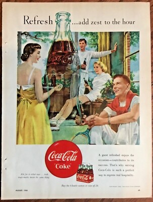 Coca Cola soda ad 1950 print 1950s illustration art retro fashion