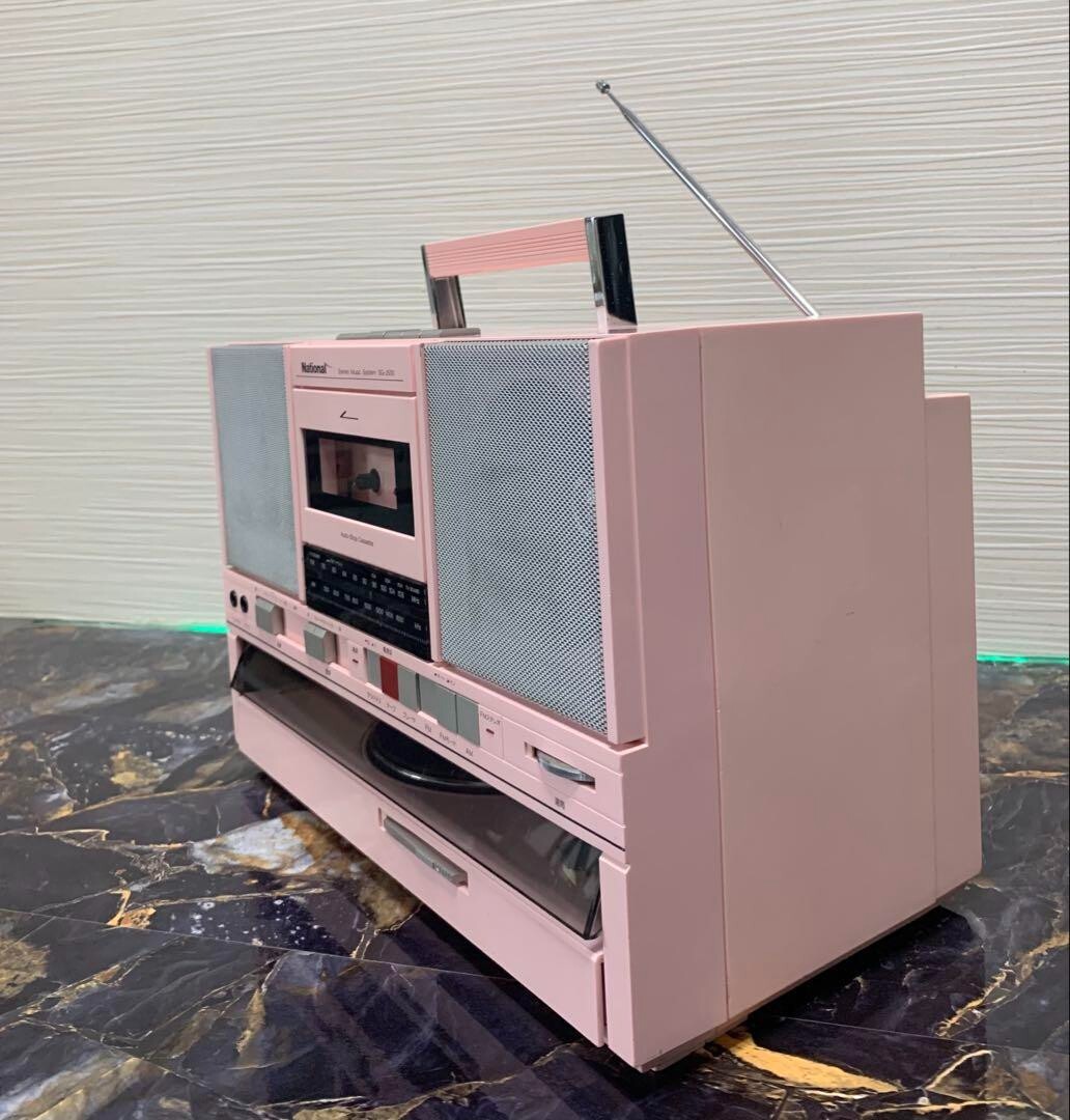 Panasonic SG-J500 Rare Pink Retro Turntable Cassette Radio Stereo