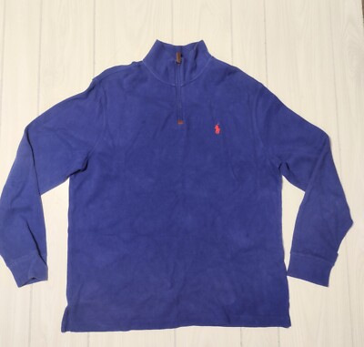 Ralph Lauren Polo 1/4 Zip Pullover Sweater Mens Size L Blue RN