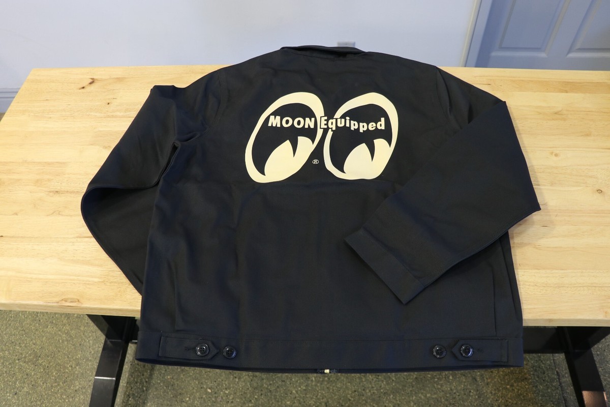 Men's Mooneyes Classic Moon Equipped Eyes Black Twill Shop Jacket