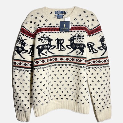 NWT Vtg 90s Polo Ralph Lauren Sweater Hand Knit 100% Lambs Wool