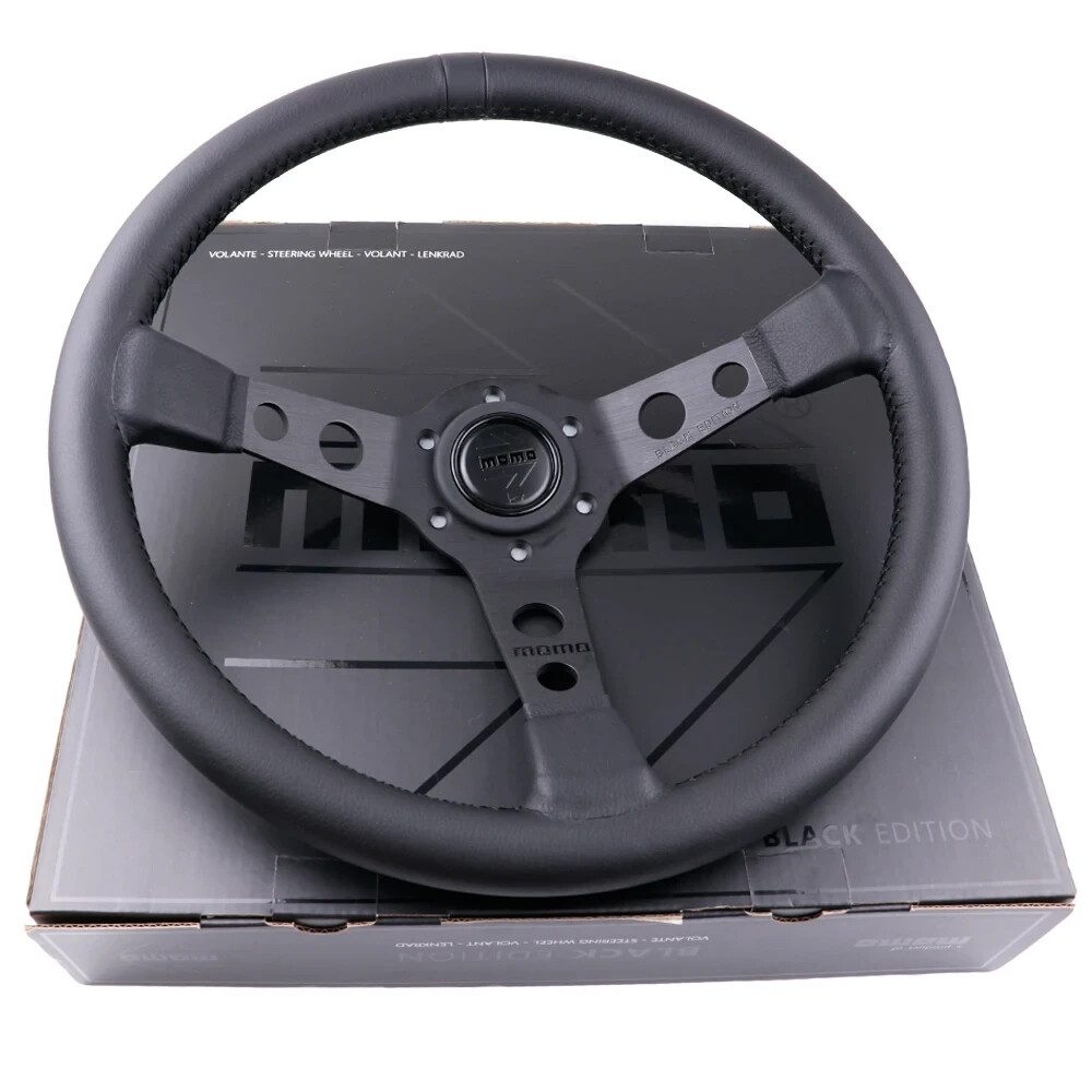 MOMO Prototipo P5 Black Edition 350mm Genuine Leather Deep Dish