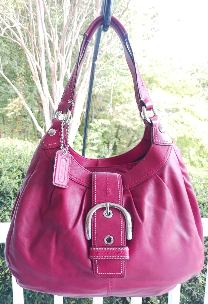 COACH F15075 MEDIUM VINTAGE SOHO CHERRY RED LEATHER HOBO | eBay