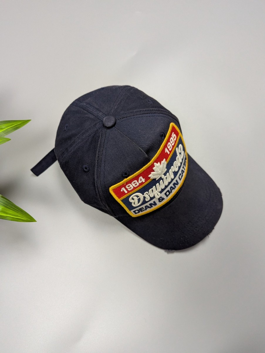 Dsquared2 Iconic Oversized Patch Twin Baseball Cap Dark Blue