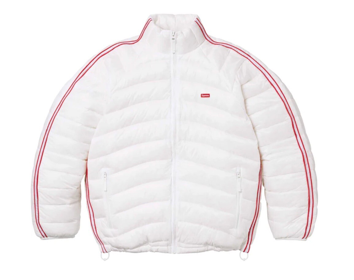 Supreme White With Red Stripes Micro Down Jacket Size (L) New W