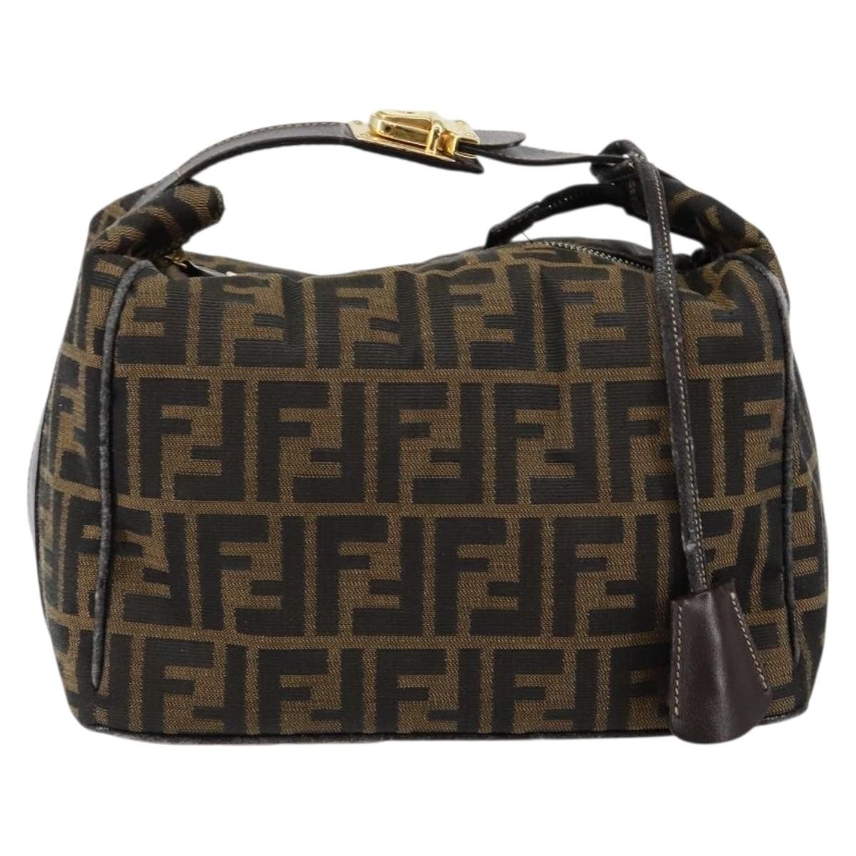 FENDI Zucca Canvas Vanity Hand Bag Black Brown Auth bs29458 | eBay