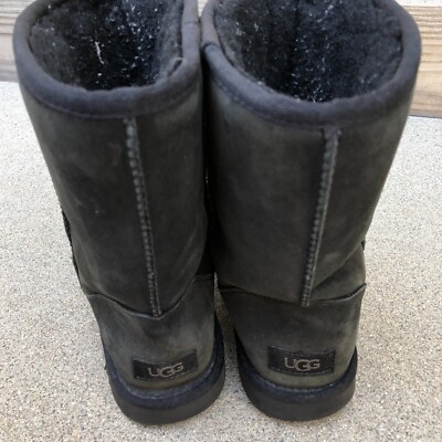 UGG Australia Classic Short Boots W 8 Black Waxed Leather