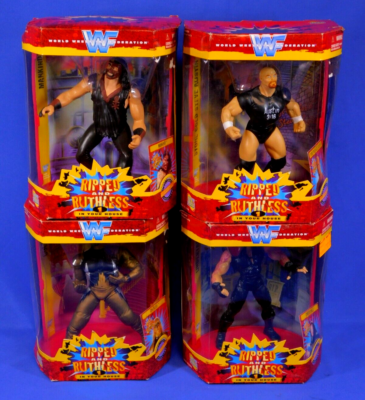 WWE WWF RIPPED & RUTHLESS SERIES 1 4-FIGURE SET 1997 JAKKS SEALED